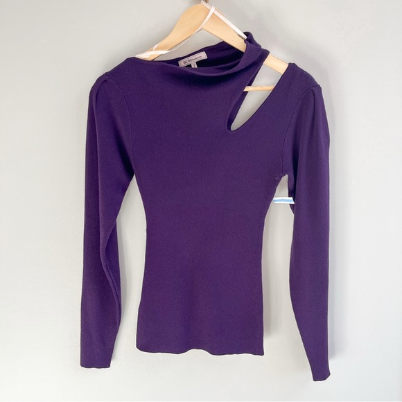 BCBGeneration Sweaters - [bcbgeneration] cutout shoulder sweater blackberry cordial